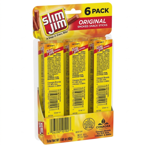 Slim Jim Original Snack Mini Meat Stick 8g X 6 Pack