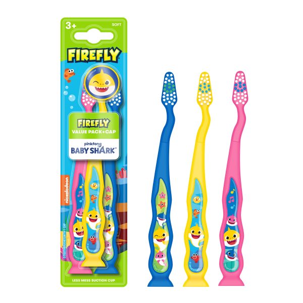 Firefly Baby Shark Kids Toothbrush 3 Pack