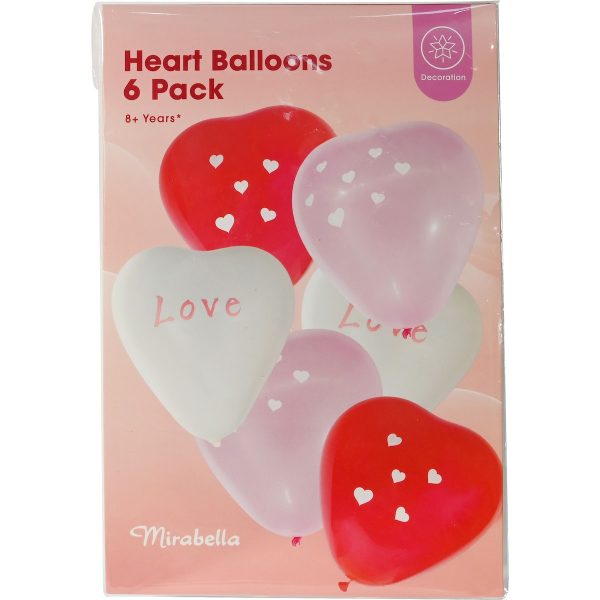 Mirabella Valentines Day Love Heart Balloons 6 Pack