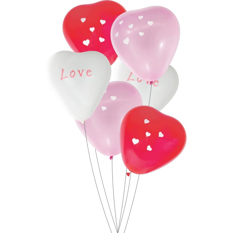Mirabella Valentines Day Love Heart Balloons 6 Pack