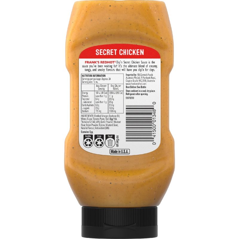 Franks Red Hot Secret Chicken Dip Sauce 354ml