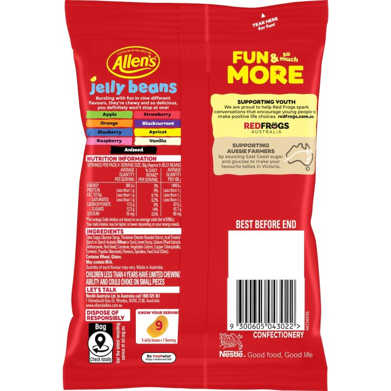 Allens Jelly Beans Candy Lollies Bag 190g