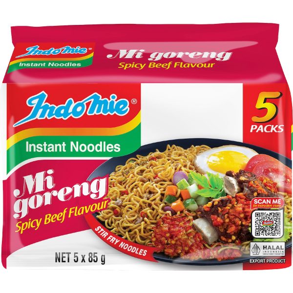 Indomie Mi Goreng Spicy Beef Instant Fried Noodles 5 Pack