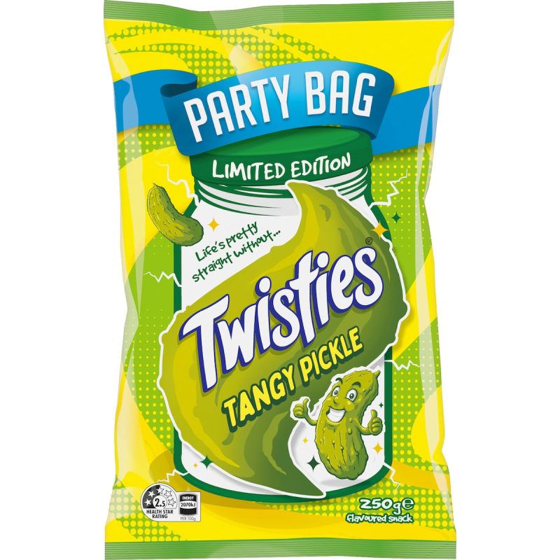 Twisties Tangy Pickle Chips Snacks Party Bag 250g