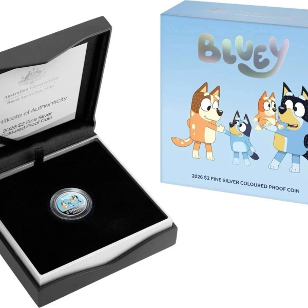 Bluey $2 Two Dollar Fine Silver Coloured Proof Coin Set Collectors Limited Edition
