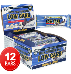 BSC High Protein Bar Cookies and Cream 60g X 12 Bars