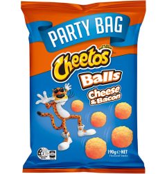Cheetos Cheese and Bacon Balls Puffs Chips Snacks Pack Party Bag 165g
