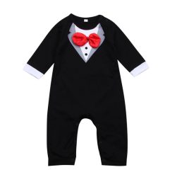 Baby Black Tuxedo Outfit One Piece For Boys