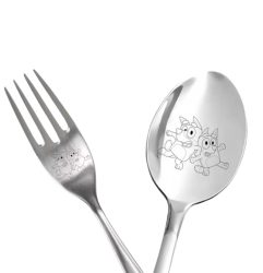 Bluey Bingo Engraved Spoon Fork Cutlery Stainless Steel Set for Kids 19cm