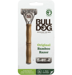 Bulldog-Men-Original-Bamboo-Razor-Handle-with-2x-5-Shave-Blade-Cartridges-154148197555