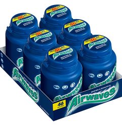 Wrigleys Airwaves Chewing Gum Menthol and Eucalyptus 6 Bottles