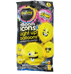 Illooms LED Light Up Glow Emoji Faces Balloons 5 Pack