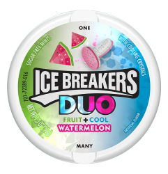 Ice Breakers Duo Sugar Free Mints Fruit and Cool Watermelon Flavour Tub 42g X 2 Tubs