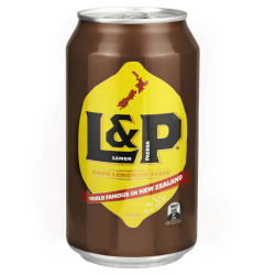 L&P Lemon and Paeroa NZ Famous Fizzy Soda Soft Drink Can 355ml