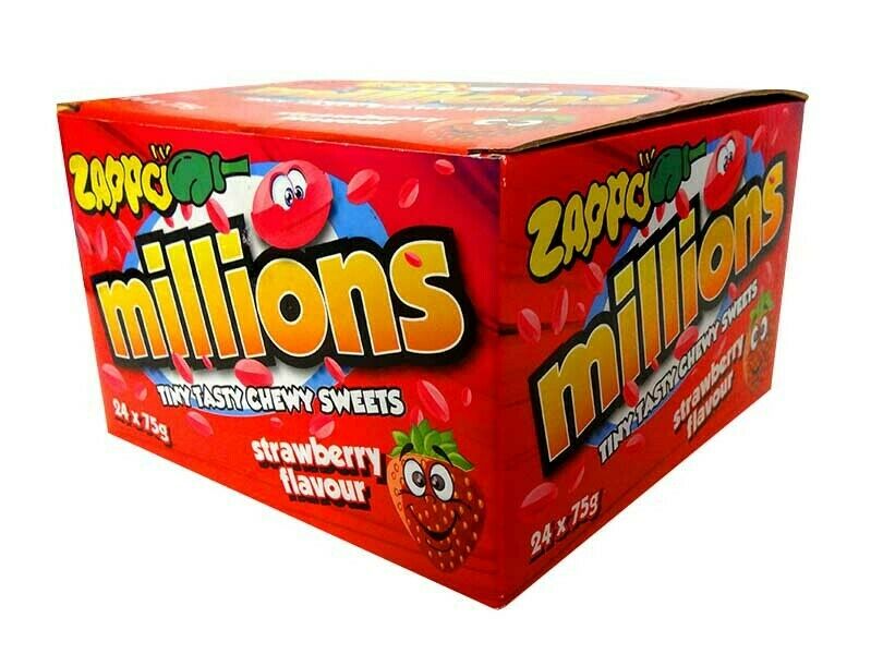 Zappo Millions Tiny Tasty Chewy Sweets Candy Strawberry Flavour 75g X 24 Pack - Image 2