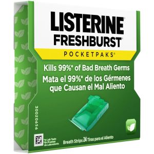 Listerine Pocket Packs Strips Fresh Breath Mint Green 24 Pack
